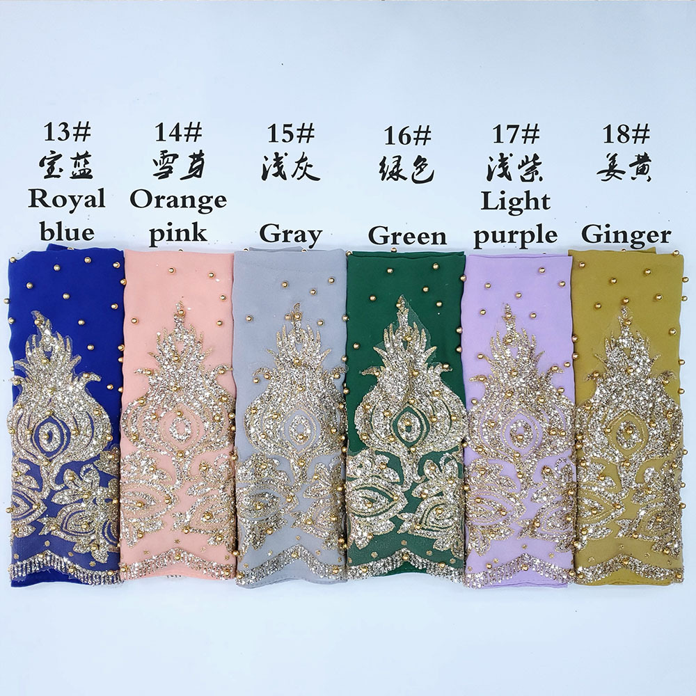 烫钻钉珠雪纺头巾女防晒透气民族风饰品穆斯林头饰包头阿拉伯围巾详情8