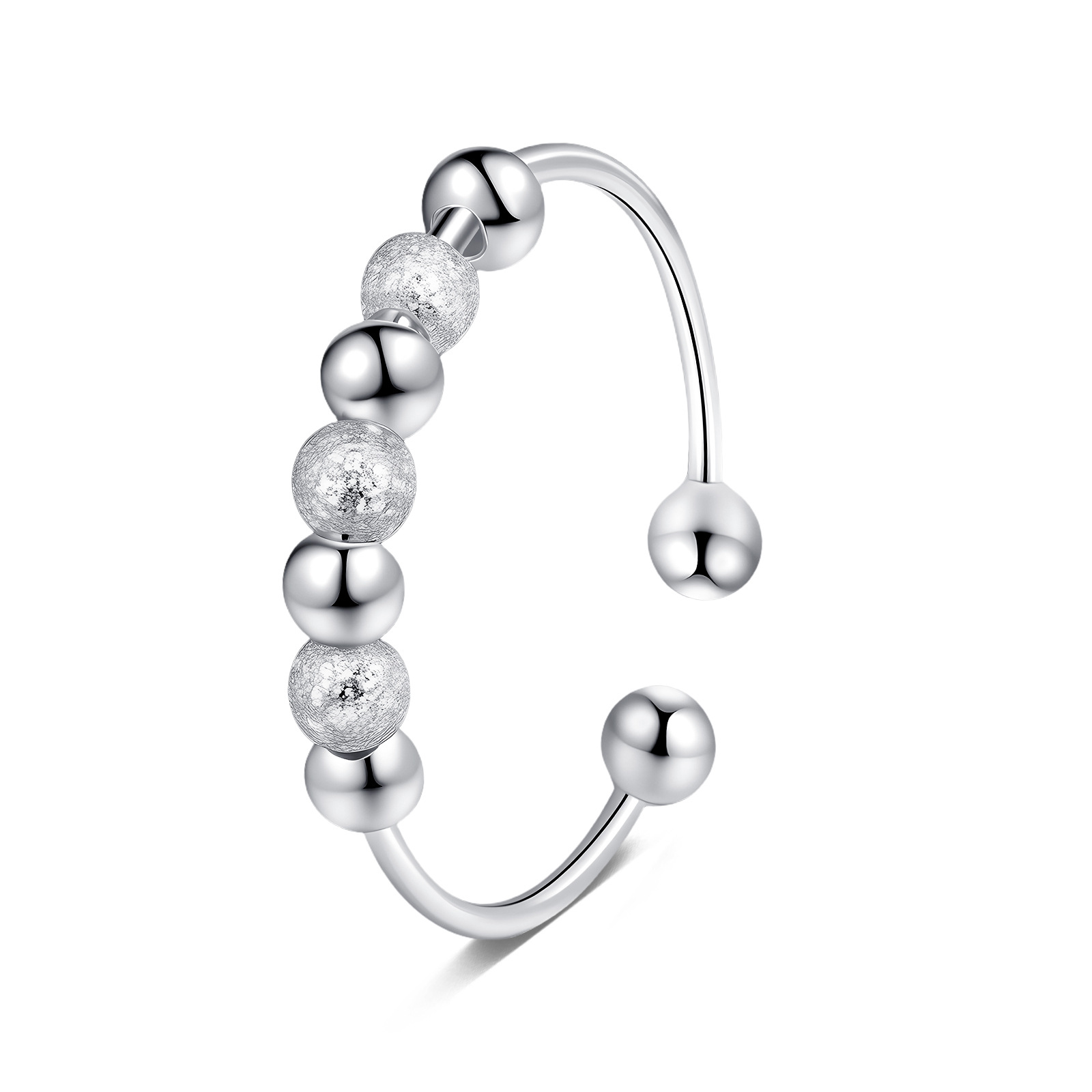 跨境新款旋转指环万向轮戒指女士男士焦虑指环可调节薄珠戒指饰品详情9