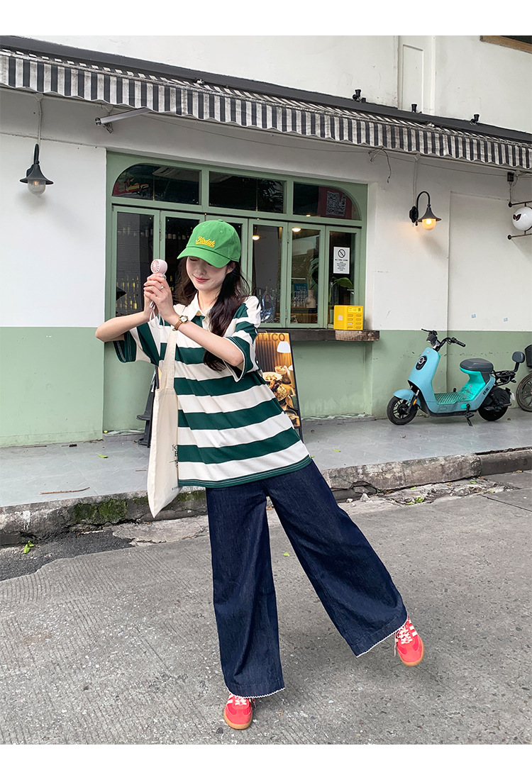 陆小团团复古花边直筒薄牛仔裤2025夏季新款显瘦阔腿小个子裤子女详情59