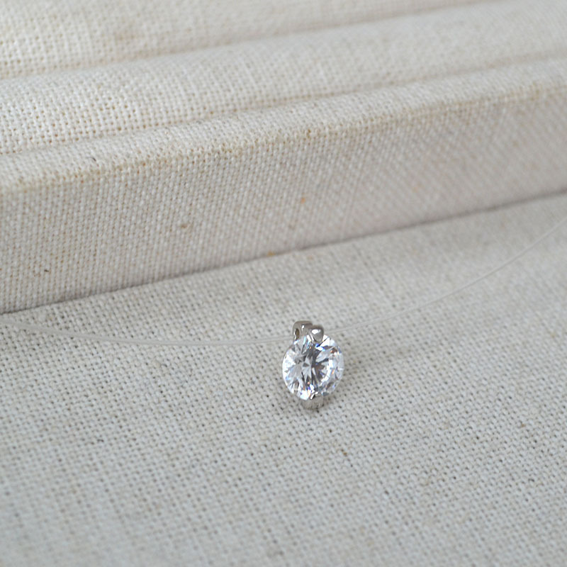 日韩小众设计人鱼的眼泪5A级爆闪锆石隐形鱼线轻奢简约项链锁骨链详情9