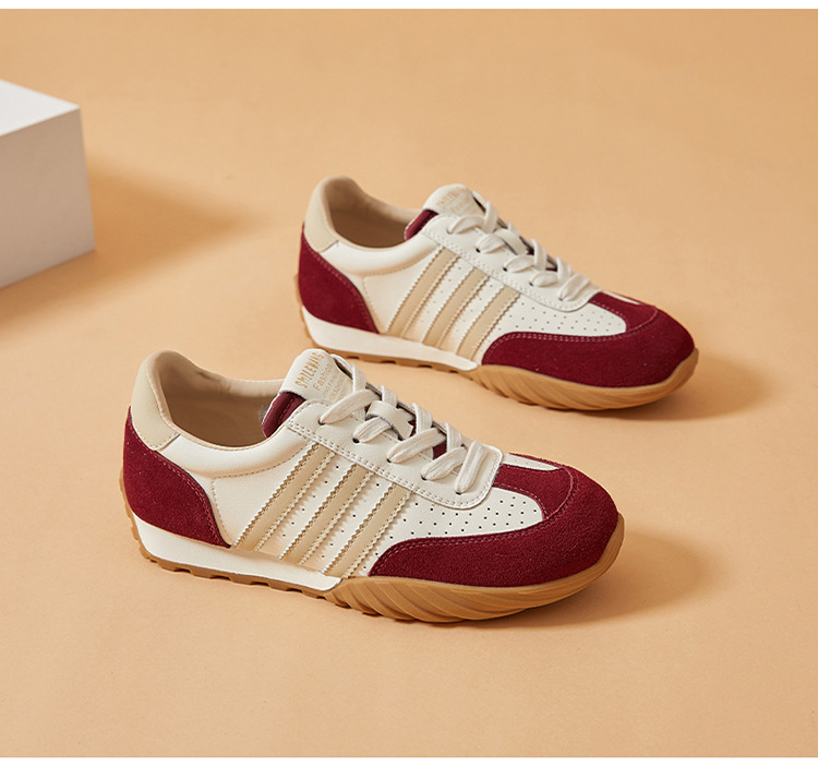 蜜蜂一狼旗舰店高端秋季德训女鞋休闲真皮运动阿甘鞋透气女士潮鞋详情32