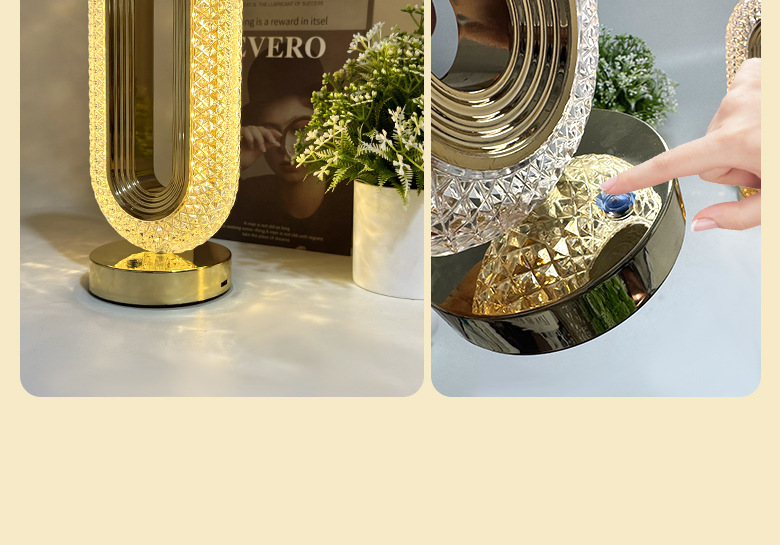 Crystal table lamp, electroplated process, track, European touch, bedroom, bedside, ambient night light, ambient light, bedroom pic 2