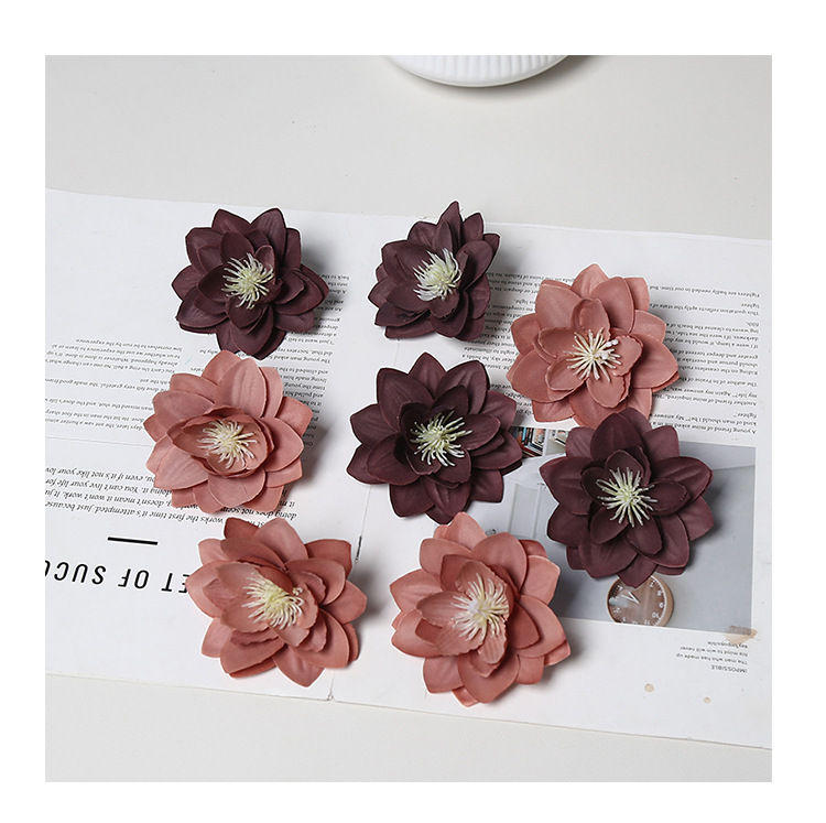 仿真花荷花头 新款diy材料包头饰簪花配件花朵婚礼堂花墙胸花摄影详情10