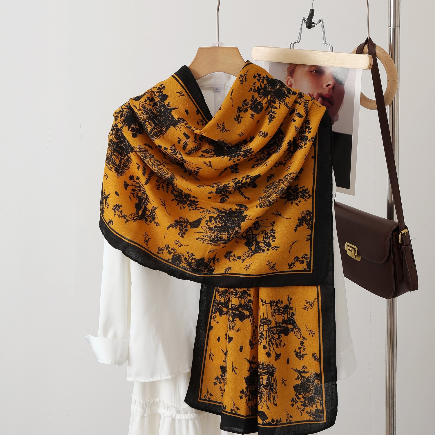 A color-blocked fashionable faux wool scarf, a thin and warm silk scarf, a large shawl, and a fashionable cape long scarf for women pic 6