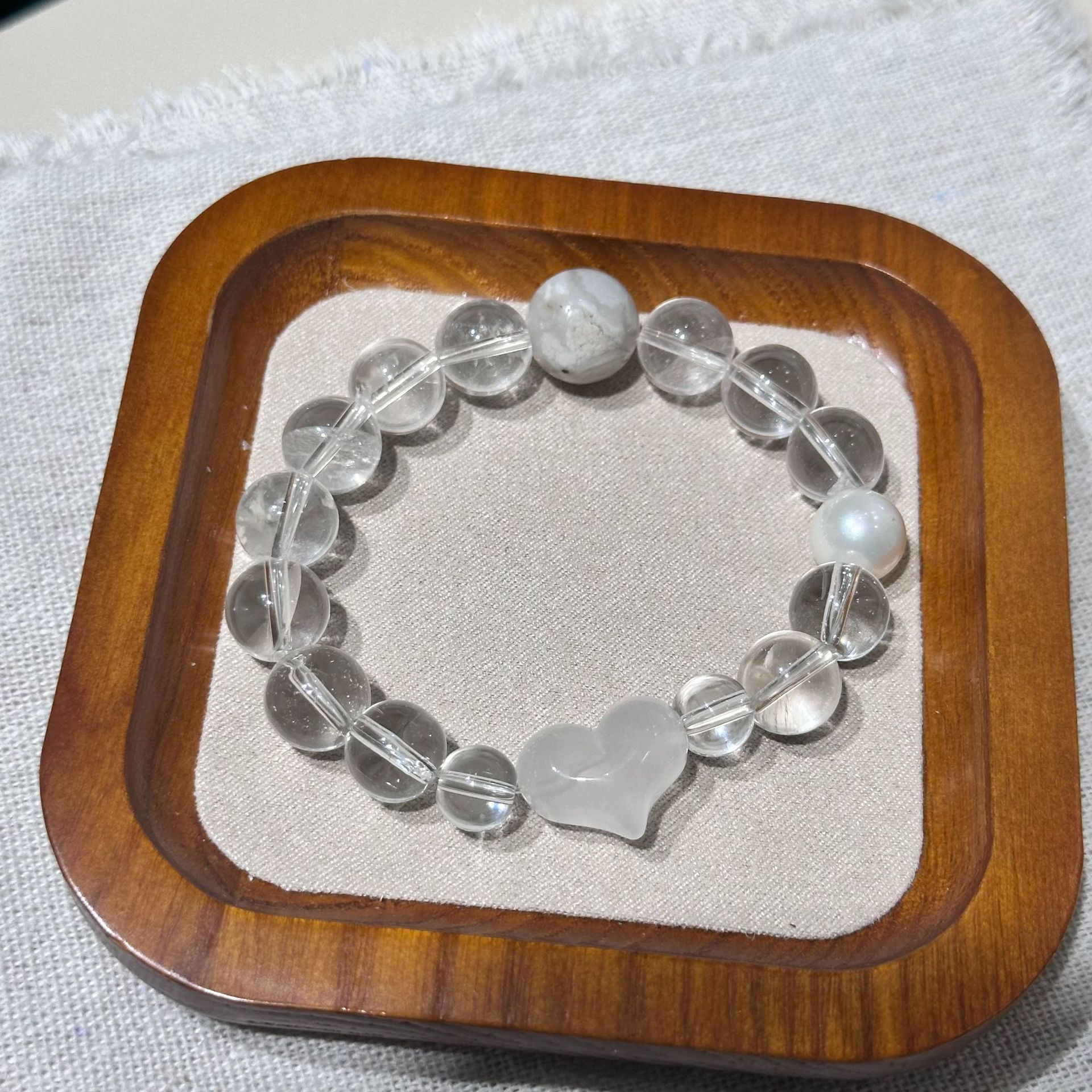 天然冰透白水晶手链透明珠子巴西水晶手串正品白水晶送女友送闺蜜详情3