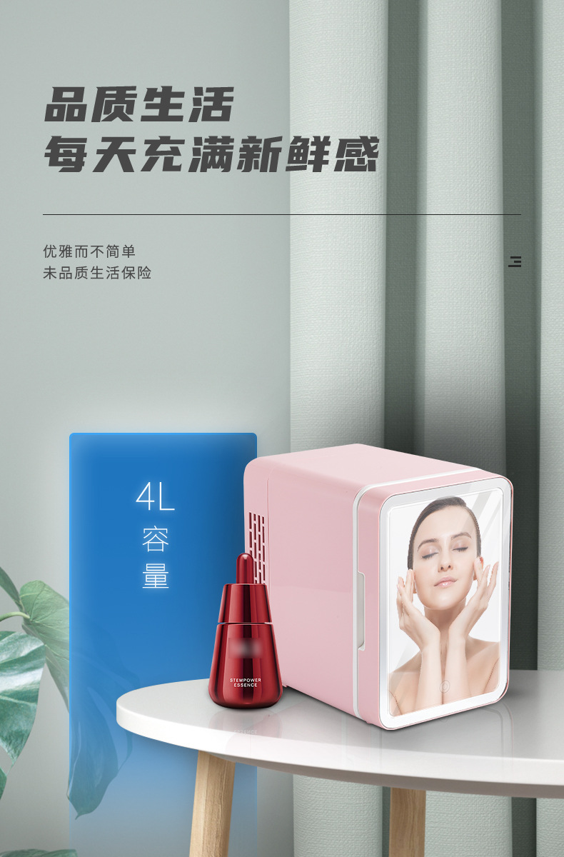 车载冰箱小型便携式宿舍家用冷藏化妆品化妆镜美妆小冰箱迷你冰箱详情3