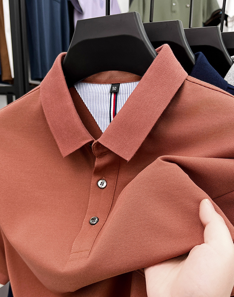细珠地纯棉polo衫短袖男夏季新款中年纯色商务休闲翻领男士t恤详情28
