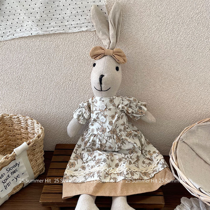 新款韩系碎花裙兔兔玩偶手工布艺长耳兔摆件礼物儿童安抚玩具饰品详情14