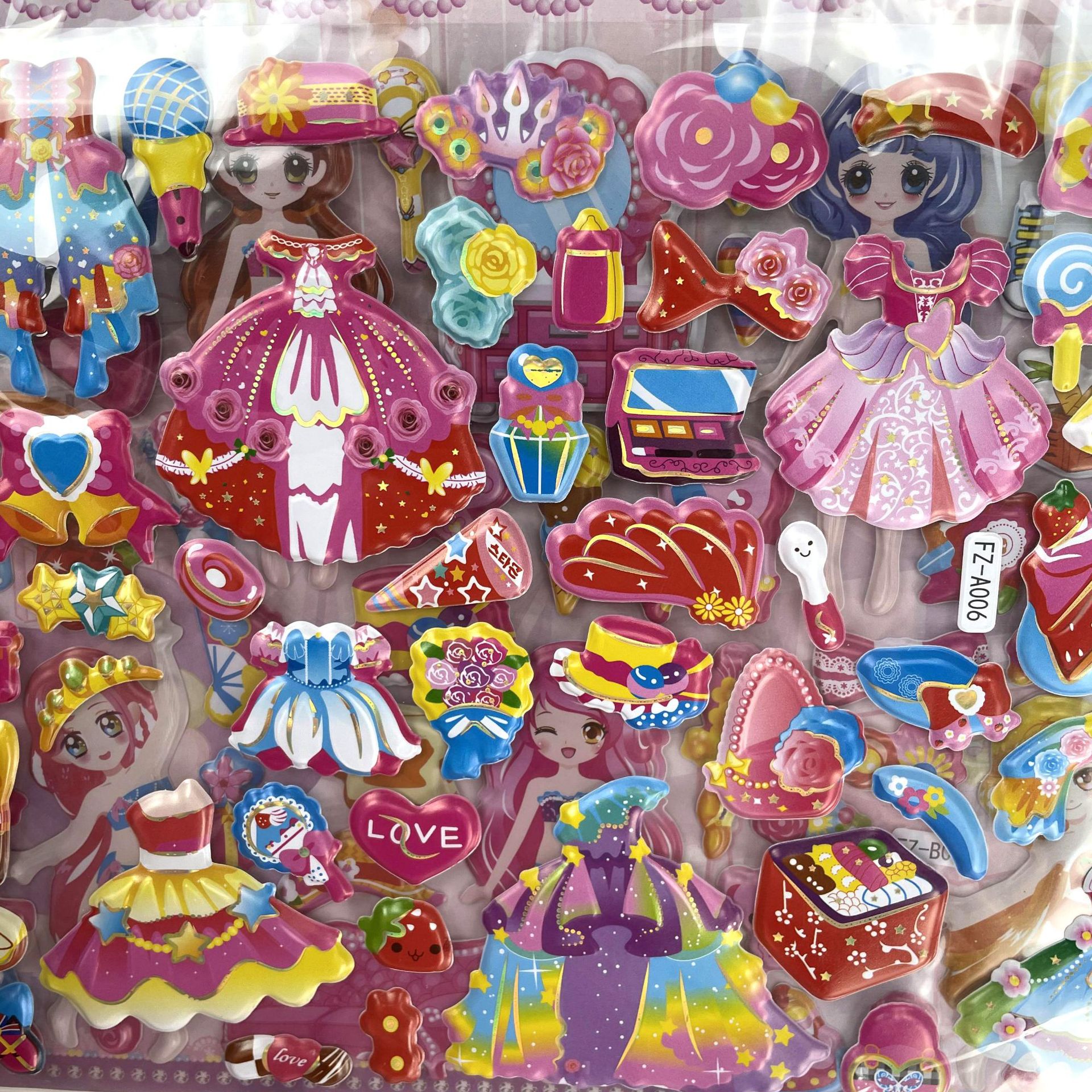 双层3D立体儿童卡通泡泡贴纸换装早教DIY女孩粘贴画烫金立体贴纸详情9