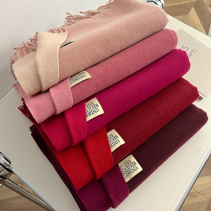 跨境双面仿羊绒围巾女冬季保暖情侣高级感中长款围脖纯色百搭披肩详情20