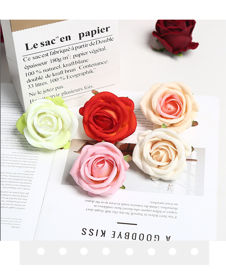 7cm绒布玫瑰花头婚庆花瀑布工程装饰花酒店花墙拱门插花外贸跨境详情8