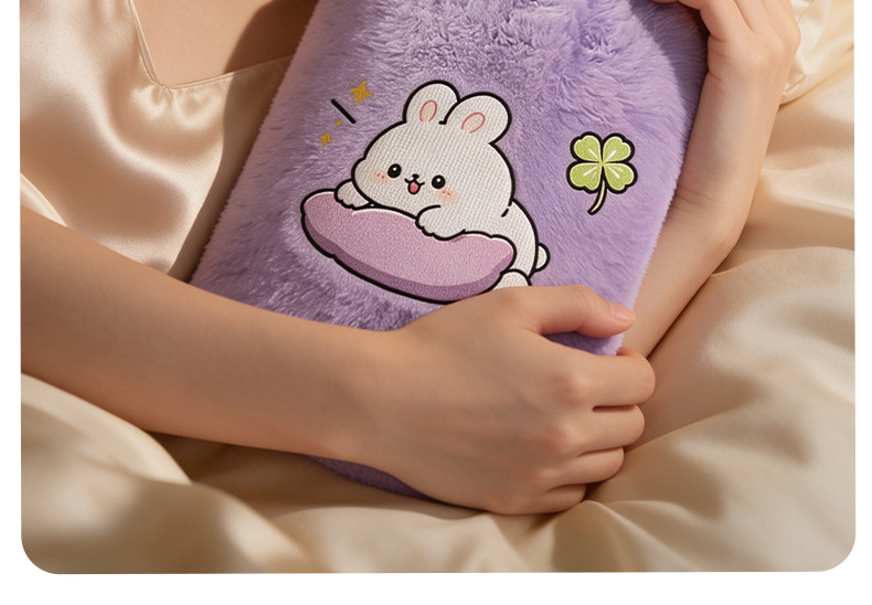 Water-filled hot water bag, cartoon and cute for warming the belly, explosion-proof hot water bag, hot compress hand warmer, skin-friendly rabbit flu-like foot warmer pic 13