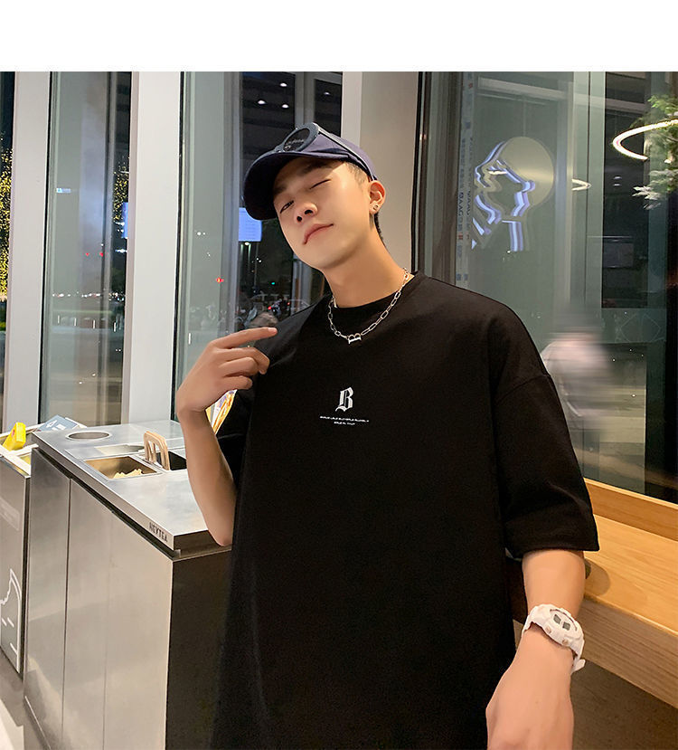 国潮T恤ins港风潮流夏季短袖T恤男潮牌宽松男士小众体恤百搭时尚详情13