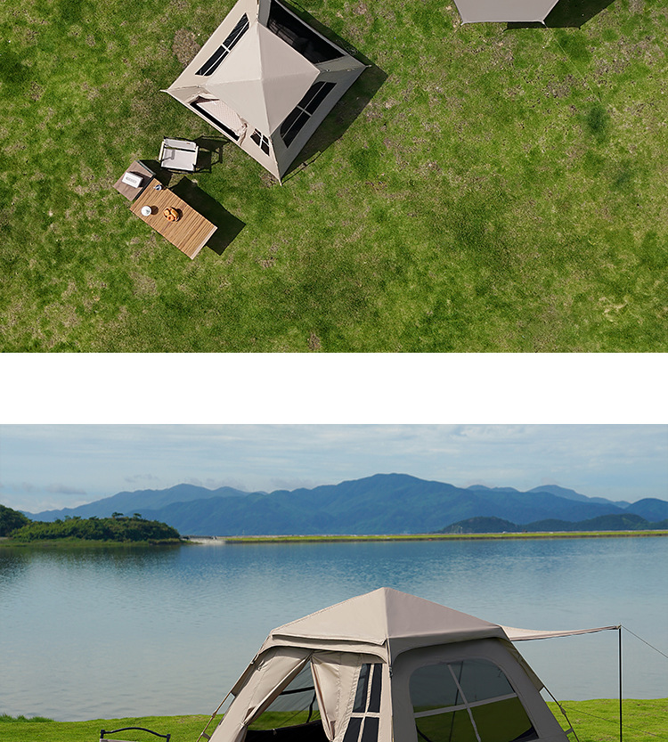 Black rubber tent and canopy two-in-one outdoor camping folding portable camping rainproof overnight, fully automatic for 3-4 people pic 10