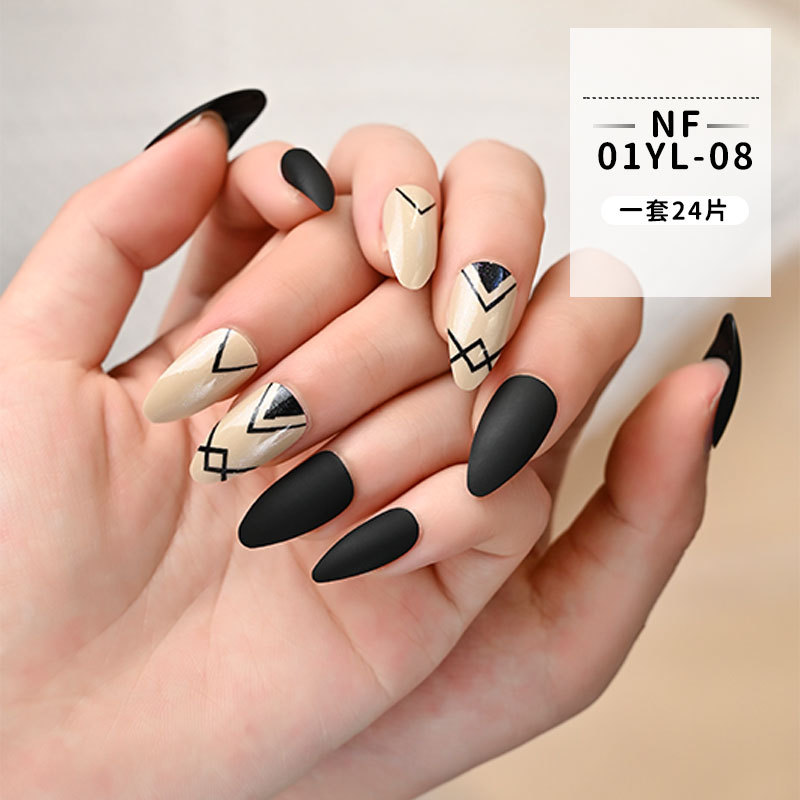 European and American matte long nail patches, wearable nails, 24-piece box nail patches, finished fake nail patches pic 9