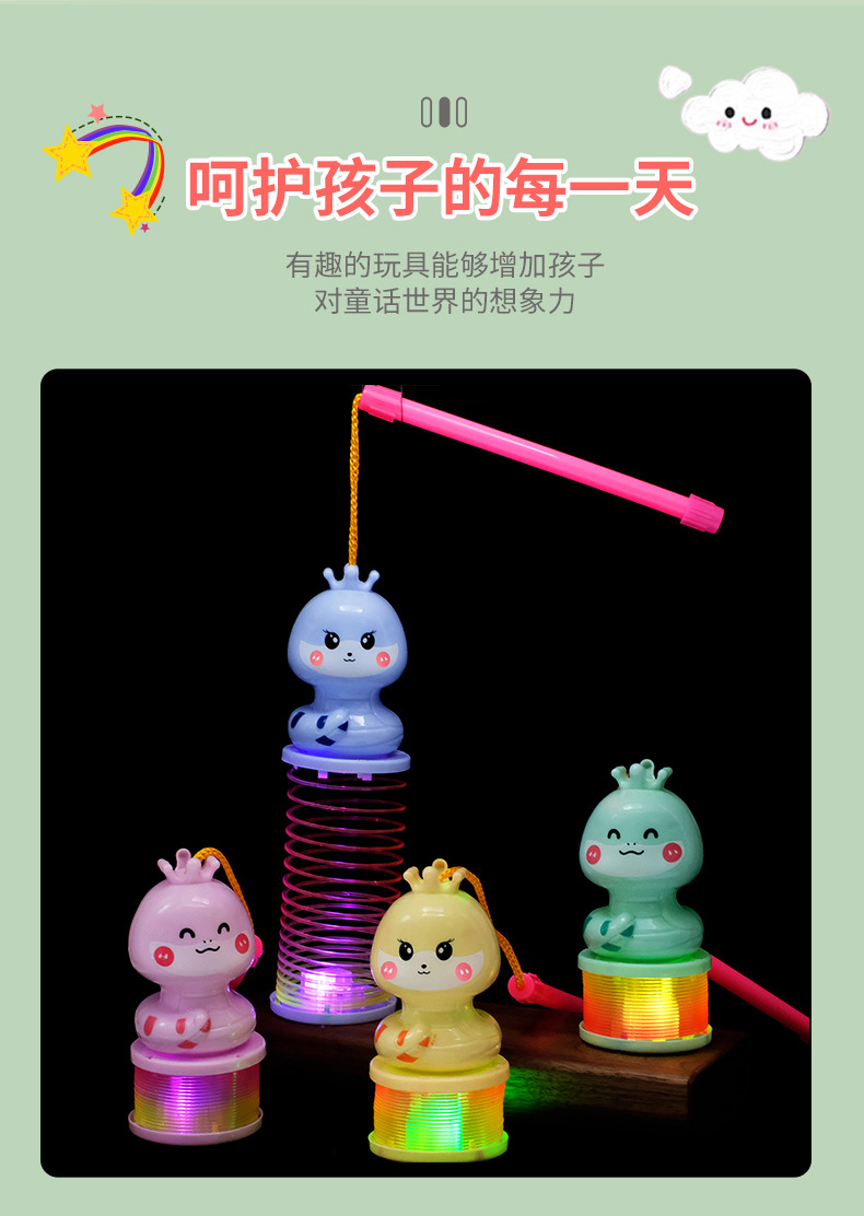 Snake Year lantern Rainbow Ring Cross-border exclusive supply of cartoon snake baby luminous elastic rainbow ring spring ring toys wholesale pic 14
