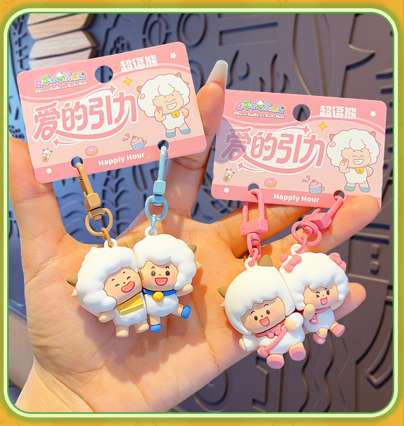 Magnetic pair pendants, bag hangers, creative and cute plush keychains pic 11
