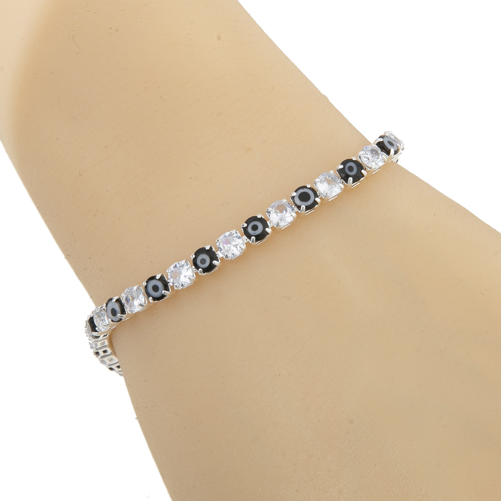 土耳其蓝眼睛恶魔之眼手链铜镀银满钻网球链跨境时尚邪眼饰品工厂批发详情7