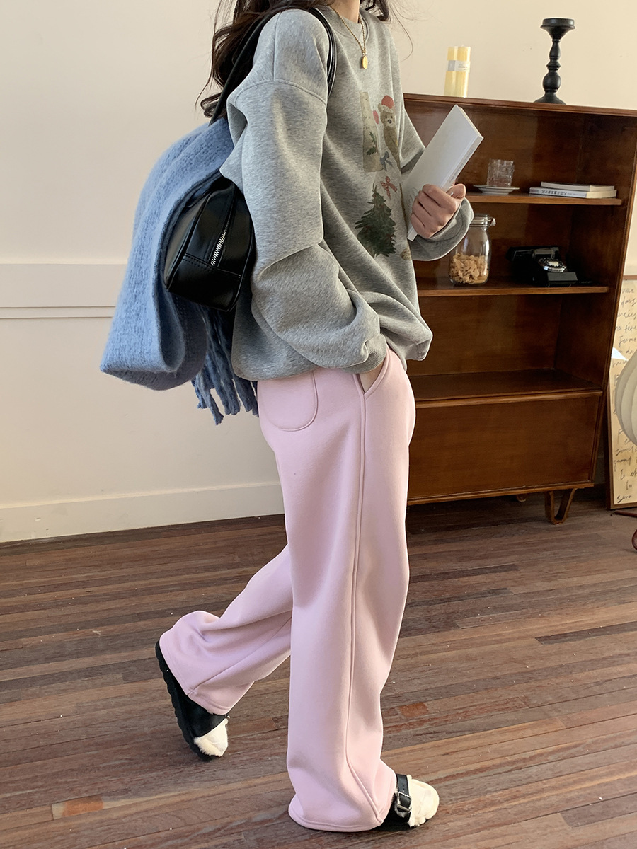 3thMorning撞色抽绳小狗刺绣宽松束脚阔腿加绒卫裤ZY2580详情27