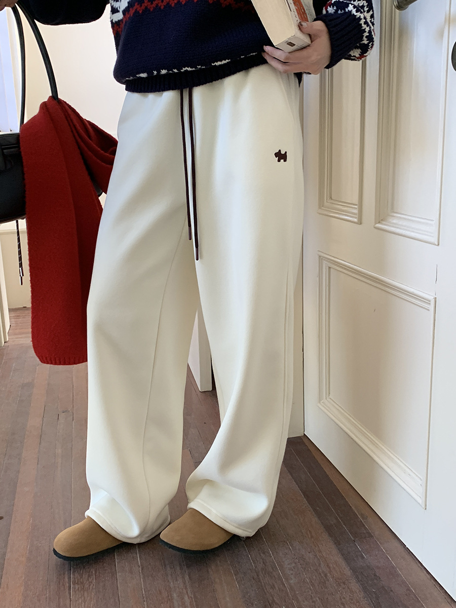 3thMorning撞色抽绳小狗刺绣宽松束脚阔腿加绒卫裤ZY2580详情32