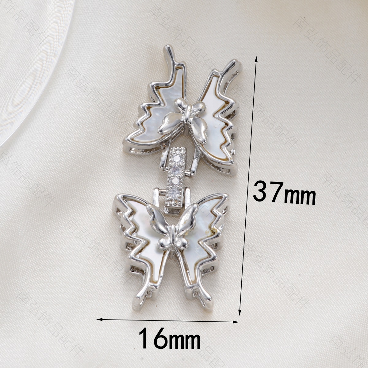 铜镀18k高保色镶白贝蝴蝶对扣珍珠项链扣头高级DIY饰品珠宝配件详情5