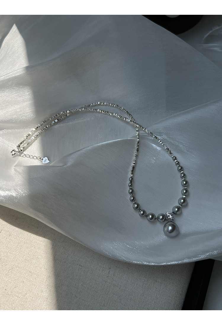 新中式碎银子王妃施家强光珍珠S925纯银渐变项链设计高级感锁骨链详情30