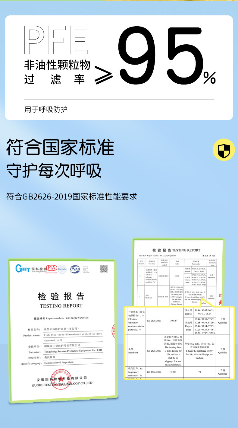 3d立体鱼型儿童口罩一次性挂耳式PP印花3到12岁小孩口罩独立包装详情4