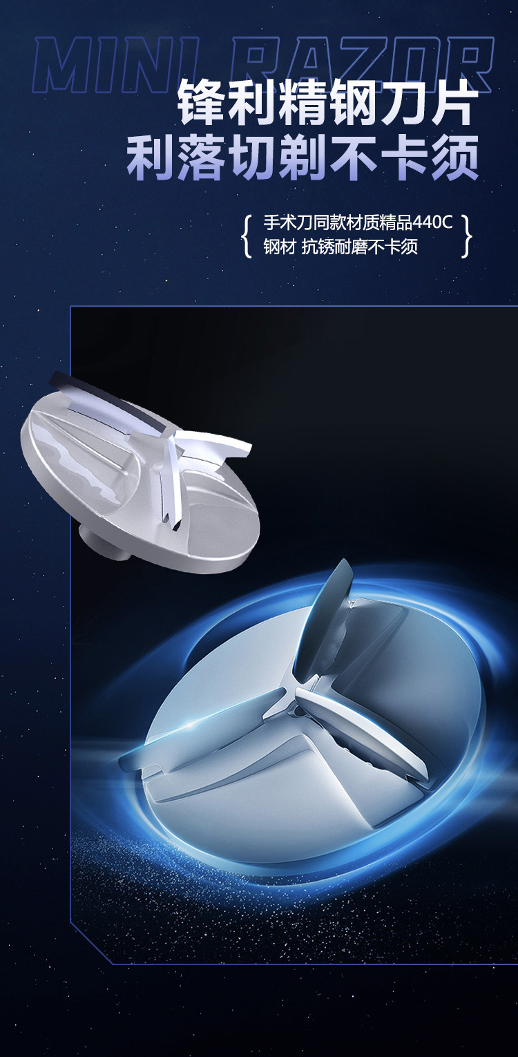 Smart liquid display portable shaver, electric mini razor, fast-charging shaver, detachable blade head, small and intelligent pic 7