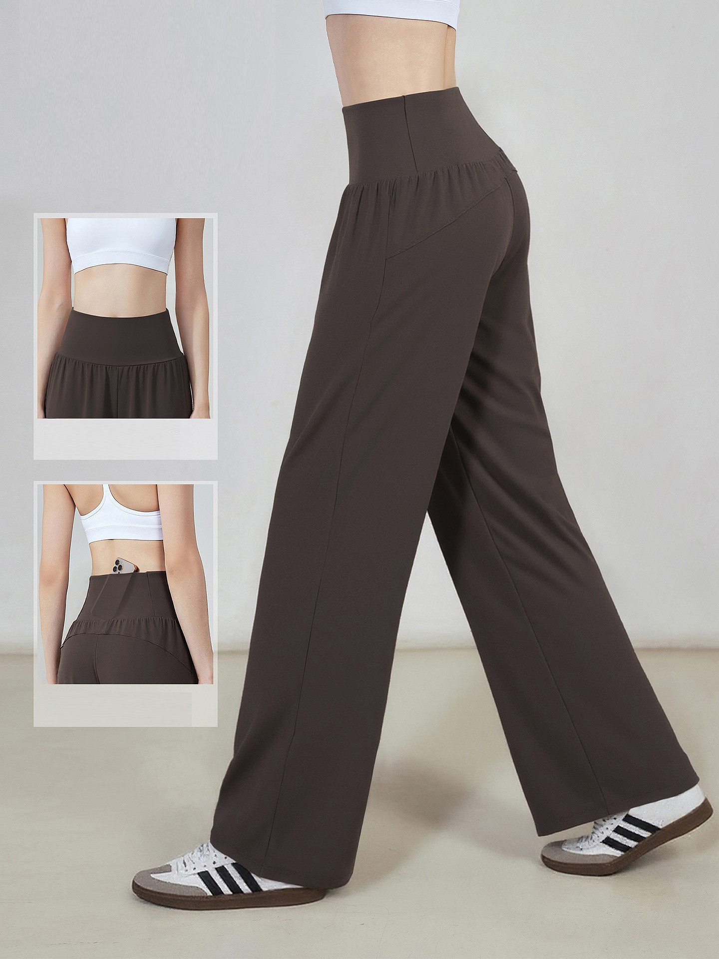 Outdoor training casual pants, running fitness pants, loose straight-leg pants, high-waisted sports pants, yoga pants, wide-leg women pic 8