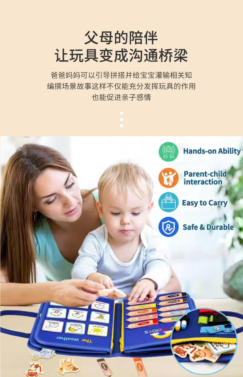 跨境毛毡忙碌板毛毡书立体书忙碌书毛毡学习板宝宝布书毛毡早教板详情5