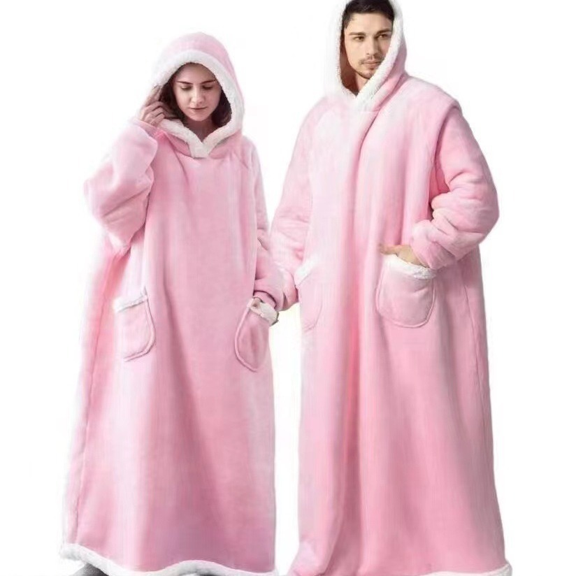 Air-conditioned blanket, extended lazy blanket, pajama pullover, nap blanket, couple wear, hooded TV blanket, home wear, nap blanket pic 6
