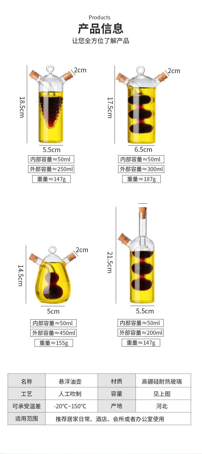 家用厨房玻璃二合一高硼硅玻璃油壶双口细嘴厨房用密封酱醋调味瓶详情1