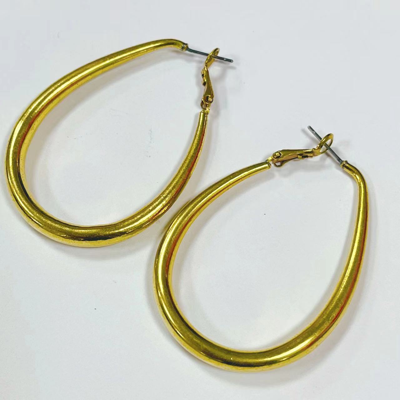 新款空心水滴耳环耳饰黄铜铜胚diy欧美高级感潮流饰品详情2