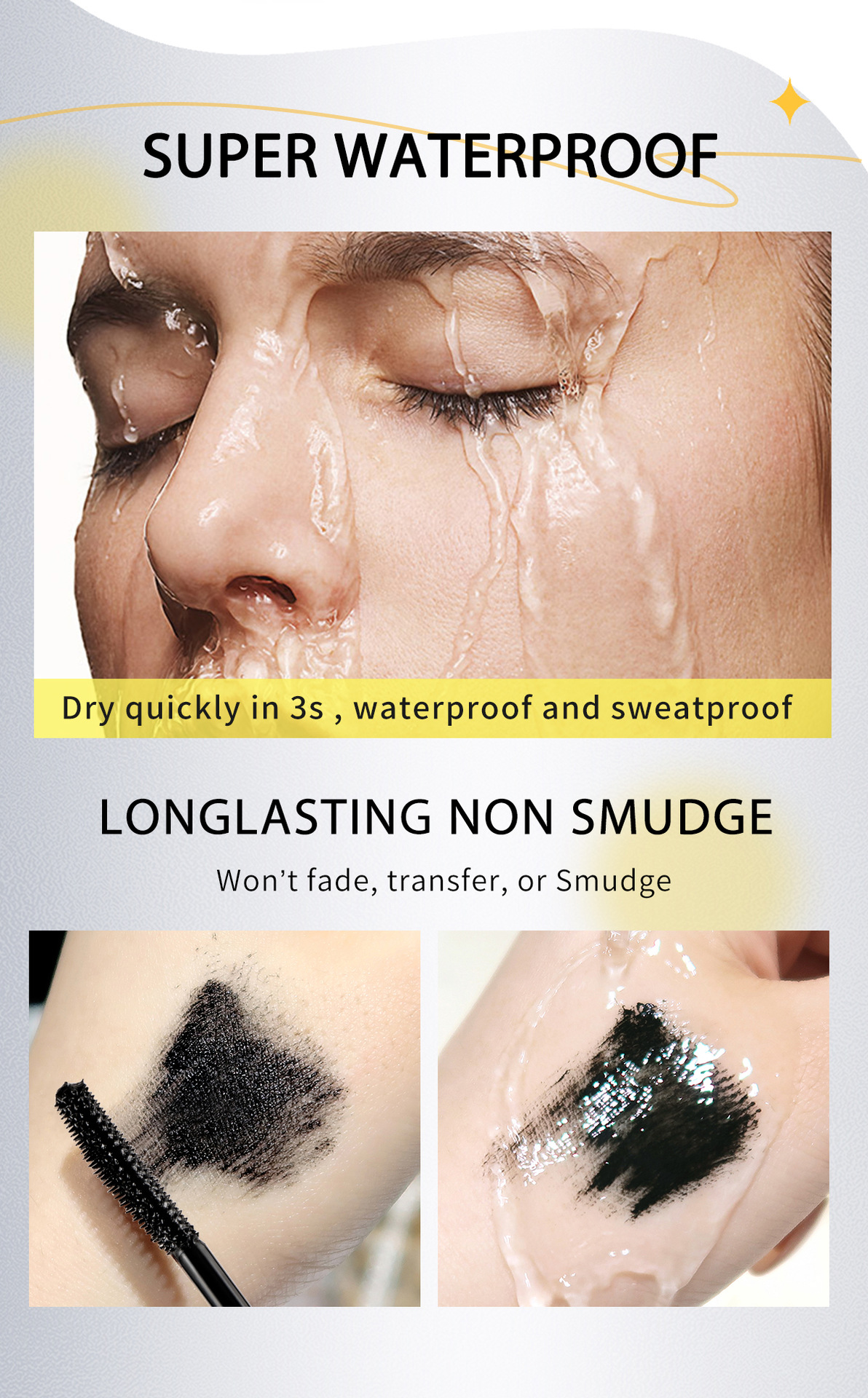 Cross-border BOB Black Magic Mascara makes big black eyes curl up 360 degrees naturally, making them long, slender and thick pic 5