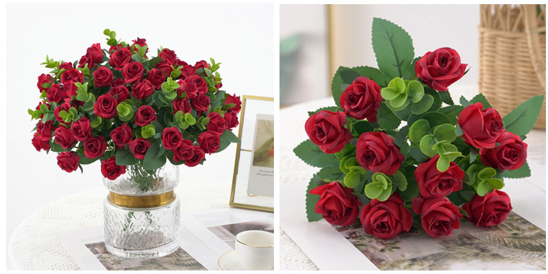 仿真花茶苞牡丹玫瑰多款绢花装饰家居婚庆花艺园配材配景摄影道具详情3