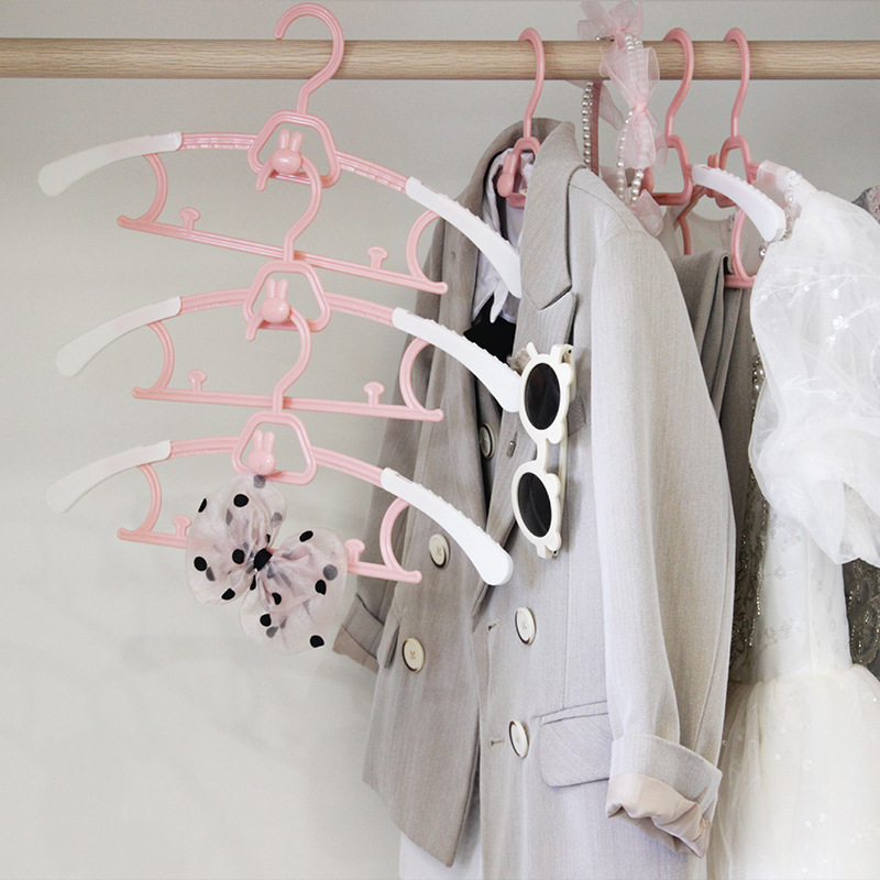 儿童家用衣架可伸缩防滑塑料衣架子无痕多功能宝宝衣服多层晾衣架详情5