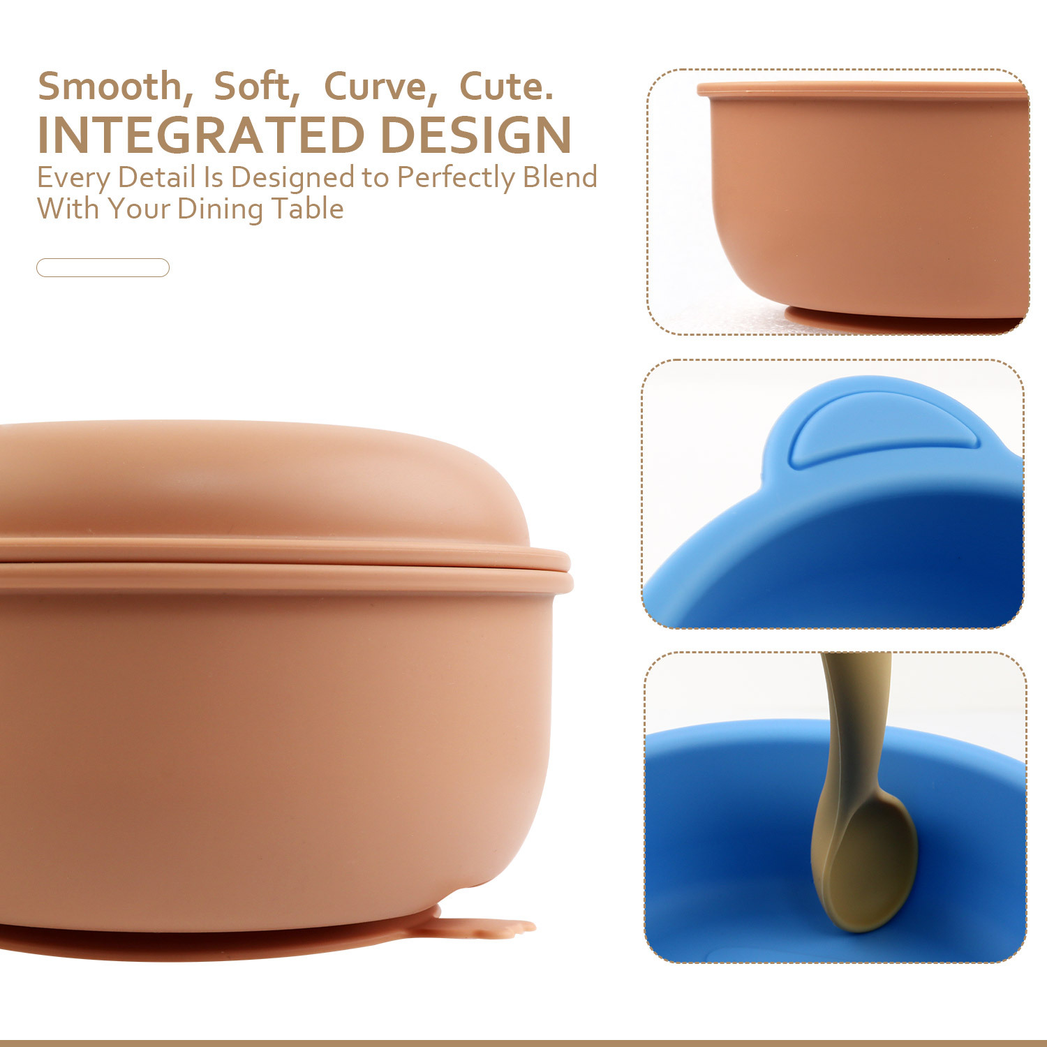 小熊品牌儿童硅胶碗带盖 宝宝辅食碗微波炉可加热 零食碗大力吸盘防打翻 日用喂养餐具安全健康详情5