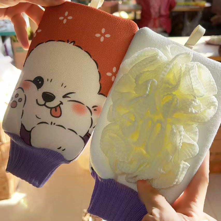 搓澡巾两用浴花强力去污搓澡神器卡通比熊双面家用搓澡巾浴球澡巾详情17