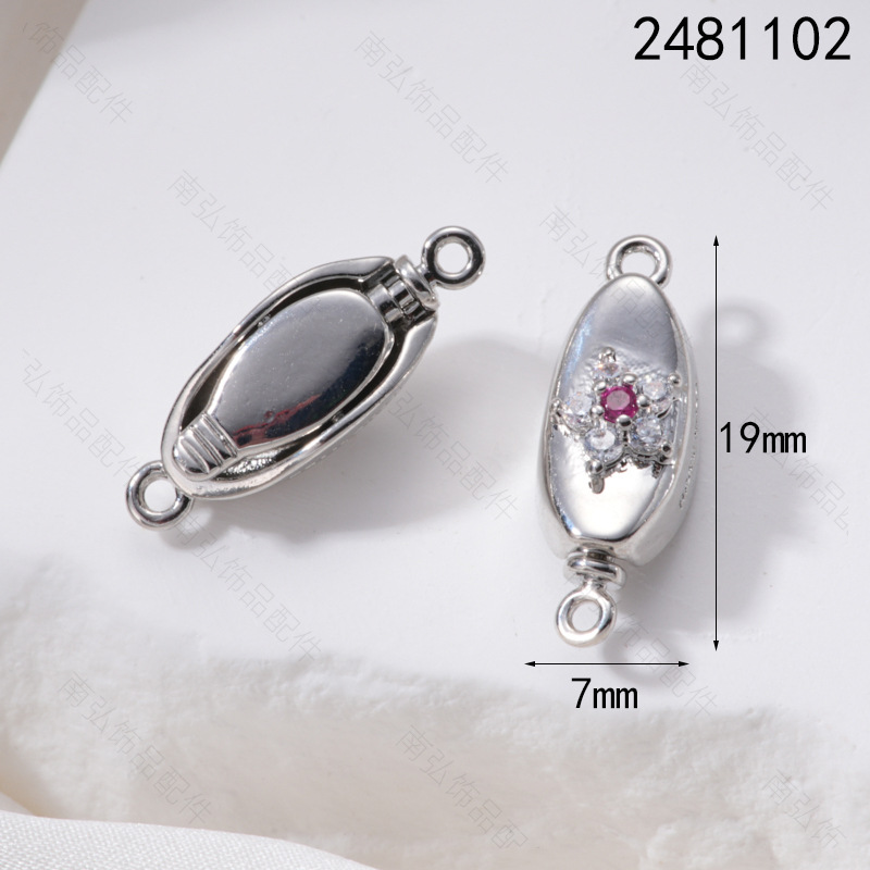 18k micro-inlaid gold ingot buckle diy pearl necklace connecting buckle bracelet sweater chain pin rod buckle Press buckle Original design pic 7