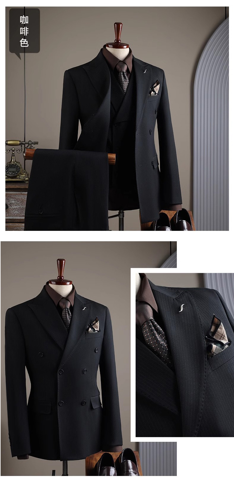 西装套装男士成都商务正装定制高级感西服套装新郎结婚礼服带马甲详情11