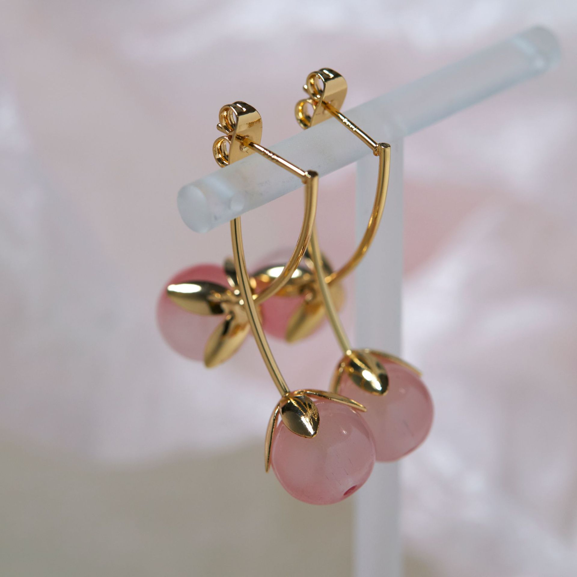 【桃夭】粉色番茄耳坠小众设计高级感耳环灵动可爱蚊香盘耳夹详情9