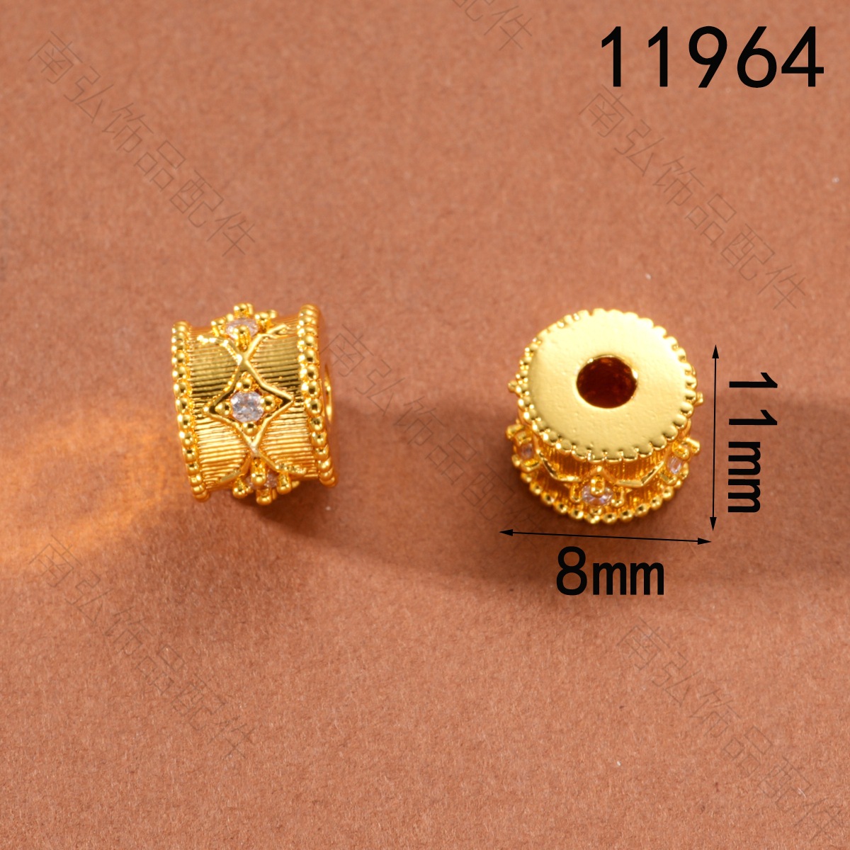 Ancient-style sand gold color retention inlaid zirconium brushed lustrous bead, high-end style bracelet, necklace, DIY jewelry accessories pic 4