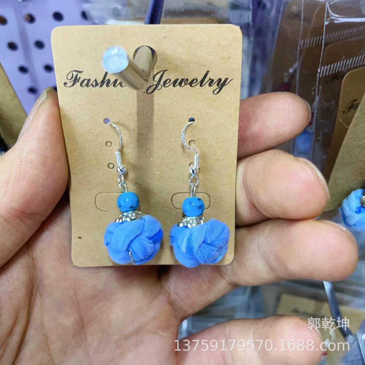 Wholesale of hand-woven indigo and tie-dye earrings with ethnic style from Dali, Yunnan pic 10