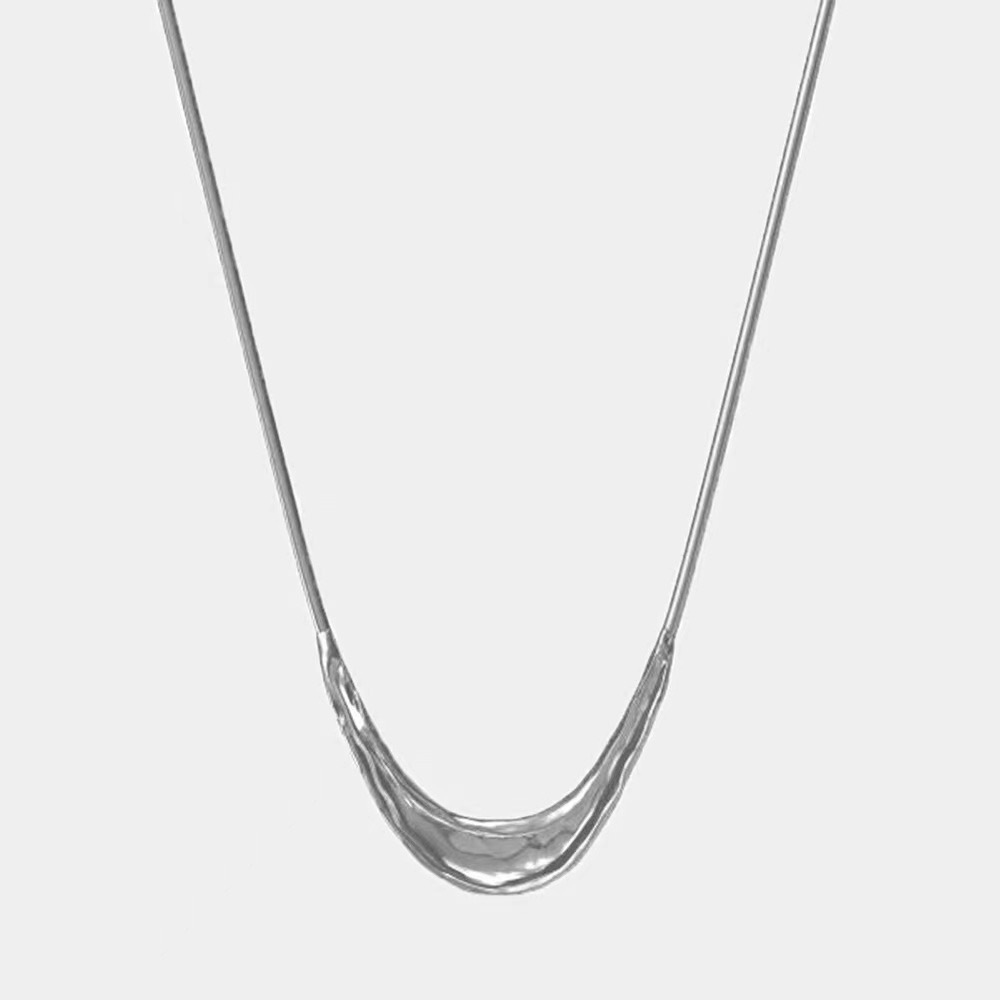 小众捶打纹U形笑脸吊坠项链女设计高级感极简日常百搭长款毛衣链详情7