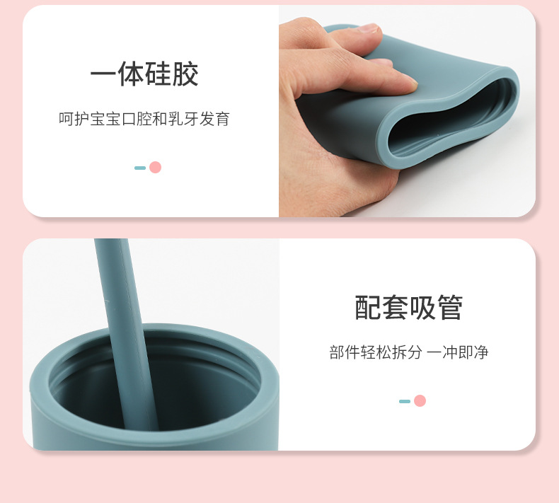 防漏防摔杯婴幼儿学饮杯训练吸水杯宝宝辅食杯儿童硅胶吸嘴水杯详情11