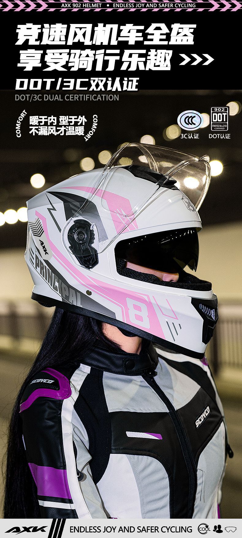 3C/DOT认证摩托车头盔女保暖防雾四季通用电动车全盔男冬季安全帽详情1