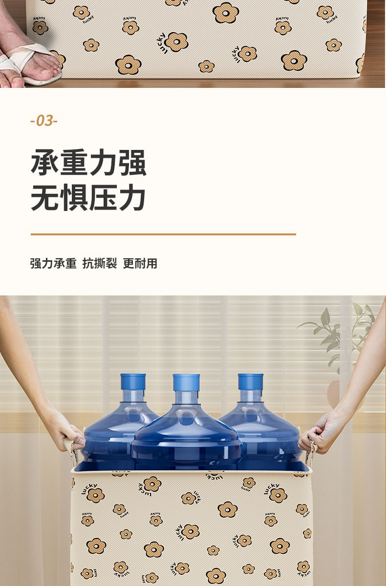 新款无纺布卡通小花衣物收纳袋被子家用收纳袋衣服收纳搬家整理袋详情9