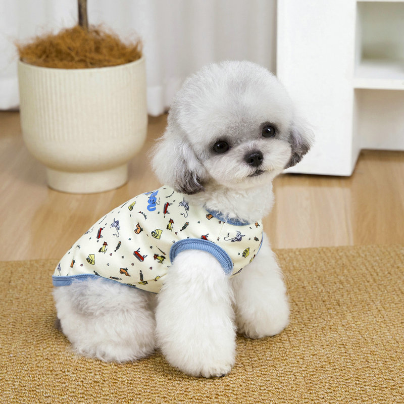 春夏宠物薄款背心 狗狗卡通印花衣服泰迪比熊博美小型犬猫咪通用详情9