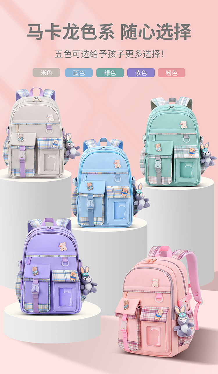 New style of schoolbag for girls 1-3-6 grade cartoon cute children backpack Lightweight and lightening student schoolbag pic 4