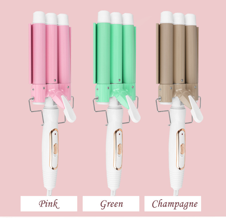 廠家直銷電動卷發(fā)棒家用蛋卷棒夾板金色三棒卷發(fā)器大波浪電卷棒詳情10